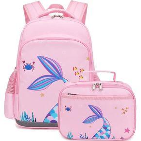 DSIUE Kids Backpack for Girls Mermaid Backpacks with Lunch Box Girls Backpack Set for Preschool Kindergarten Bookbag