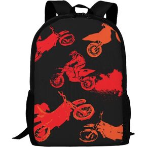 Motocross Sport Motorcycle Vehicle School Backpack Shoulder Daypack, Dirt-Bike Boy Men School Bag Outdoor Casual Shoulders Backpack Travel Daypacks for Women Men Teens Kids Black