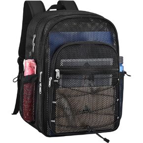 Heavy Duty Mesh Backpacks for Adults, See Through Backpack with Adjustable Straps, Mesh Bags for Swimming(Purple)