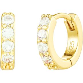 CAITLYNMINIMALIST Diamond Huggies Small Mini Hoop Earrings for Women Sterling Silver ∙ 18K Gold Gift for Women
