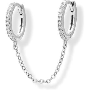 ADINA EDEN Double Piercing 14K Gold Hoop Earrings For Women, Cubic Zirconia Cartilage Earring for Women, Hypoallergenic S925 in Kuwait