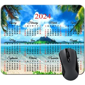 2025 Calendar HD Font Tropical Beach Coconut PalmTrees Mouse Pad,Non-Slip Personalized Rectangular, Size: 9.5 x 7.9 inches……