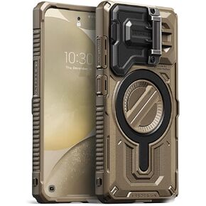 VRS DESIGN Terra Guard Ultimate [Magnetic] Phone Case for Samsung Galaxy S24, Premium Sturdy Fully Covered [Camera Lens Protection Cover] [Kickstand] Case Compatible with Magsafe (2024/Khaki)