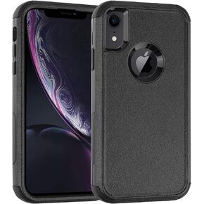 iPhone XR Case,Three Layer Heavy Duty Shockproof Protective Bumper Case Cover for Apple iPhone XR 6.1 inch (Black)