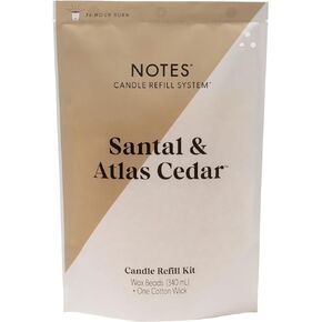 NOTES Sustainable Candle Refill | Non-Toxic Fragrance, Natural Wax Beads (Beeswax, Rice bran and Soy), Cotton Wick and Sustainer - (1) Bamboo & Waterlily