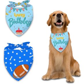 Football and Baseball Dog Bandanas 2 Pack,Blue Pet Scarf for Boy and Girl,Thanksgiving Holiday Bandana for Small or Large or Extra Large Dogs (X-Large),Premium Durable Fabric