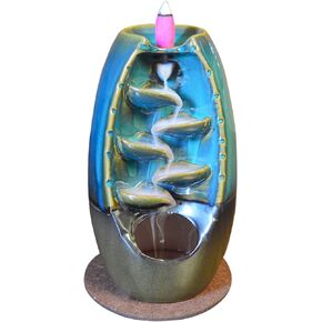 Ceramic Backflow Incense Burner, Attractive Home Decoration Incense Holder,Aromatherapy & Environment Cleansing, Comes with 120 Cones, 30 Incense Sticks & 1 Mat