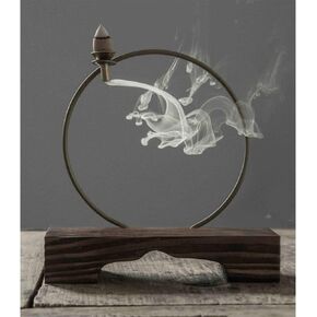 Metal Waterfall Incense Holder with Wood Base, Backflow Incense Burner Cone Incense Holders, Ornament Decoration for Spa Office Bedroom and Yoga