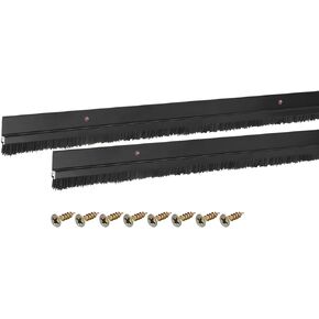 uxcell 2Pcs Door Brush Bottom Sweep H-Shape Aluminum Alloy Base with 3.1-inch PP Brush for Home, Industrial (47-inch L, Black)