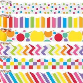 TaoBary 6 Rolls 196.8 ft Back to School Bulletin Board Borders First Day of School Classroom Borders for Bulletin Board Colorful Crayon Pencil Apple Bus Classroom Chalkboard Decoration in Kuwait