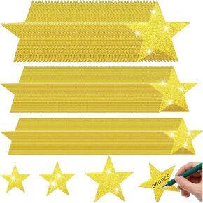 Yeaqee 360 PCS Glitter Star Cutouts Paper Confetti Star Cutouts Star Decorations Wall Decor for Bulletin Board Stars Classroom Wall Movie Night Party Decoration Supply 3 Assorted Sizes(Gold)