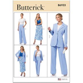 Butterick Misses' Semi-Fitted Jacket, A-line Skirt and Pants Sewing Pattern Kit, Design Code B6933, Sizes 8-10-12-14-16