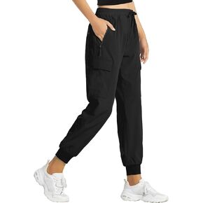 Womens Lightweight Joggers Pants Quick Dry Athletic Pants Running Hiking Pant with Zipper Pockets
