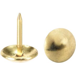 uxcell Upholstery Nails Tacks 6mm Dia 10mm Height Round Thumb Push Pins Gold Tone for Furniture Sofa Headboards, 50 Pcs