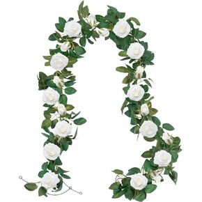 U'Artlines 3 Pack Artificial Yellow Rose Vines Floral Garlands Total 19.5 Ft Fake Vine Silk Flower Garland for Indoor Outdoor Home Wedding Arch Garden Wall Decoration