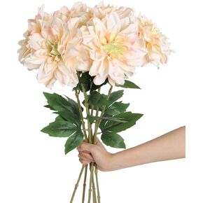 Dahlia Artificial Flowers,6PCS Burgundy Flowers 23.62" Silk Dahlia Flowers with Stems for Wedding Party Home Decorations(Dark Red)