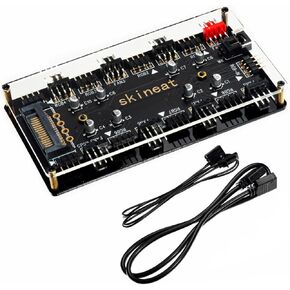 ARGB and PWM hub12V 4Pin PWM & 5V 3Pin ARGB with SATA Power 2-in-1 Hub 8 Way Sync CPU Cooling Chassis Fan Hub Addressable RGB Lighting for Extended Motherboard Interface (12V 4pin (2-in-1)) in Kuwait