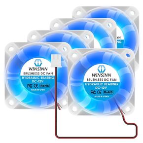 WINSINN 40mm Fan 24V LED Blue, Ender 3 Fan Upgrade 24 Volt Fans LED Colorful 4010 Hydraulic Bearing, Works with Ender 3 Pro 3X CR-10S (Pack of 5Pcs)