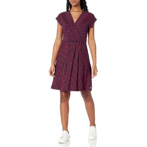 Nautica Women's Wrap Short Sleeve Stripe Dress in Kuwait
