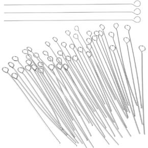 200Pcs Mini Metal Wire Eyepins Beading Small Open Eye Head Pins Needles Stainless Steel Eye Pins for Jewelry Making DIY Craft Bead Earring Pendant Necklace Bracelet Making