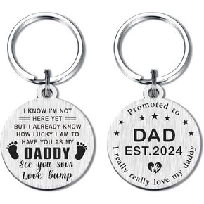 تمت ترقيته إلى Dad Est.2024، هدايا الأب الجديد، سلسلة مفاتيح الأب المستقبلي، أفكار هدية للأب في عيد الأب لأول مرة، هدية إعلان عن الحمل لتصبح بابا، هدية دفع للآباء الجدد in Kuwait