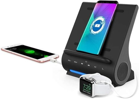 15 Watts Fast Qi Wireless Charging Sound Hub Bluetooth Speaker Upgraded Mic handsfree for iPhone 14/13 / 12/11 /X and Samsung S22/S21/S20 in Kuwait