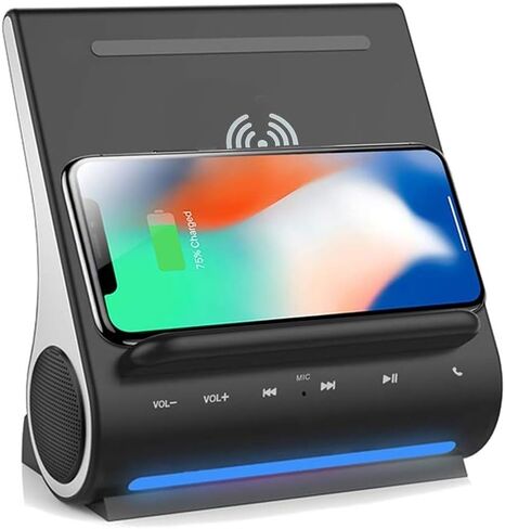 15 Watts Fast Qi Wireless Charging Sound Hub Bluetooth Speaker Upgraded Mic handsfree for iPhone 14/13 / 12/11 /X and Samsung S22/S21/S20 in Kuwait