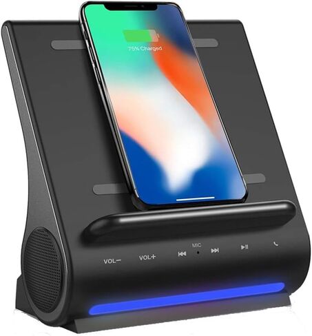 15 Watts Fast Qi Wireless Charging Sound Hub Bluetooth Speaker Upgraded Mic handsfree for iPhone 14/13 / 12/11 /X and Samsung S22/S21/S20 in Kuwait