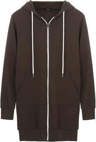 GIVON Womens Zip Up Long Tunic Hoodie Sweatshirt Lightweight Regular Fit Jacket with Pockets in Saudi Arabia