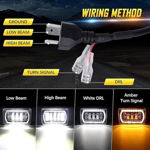 مصابيح أمامية LED 4×6 معتمدة من وزارة النقل H4651 H4652 H4656 بديلة مناسبة لـ Peterbilt 379 Kenworth Freightinger Probe Oldsmobile Cutlass... (Style-A) in Kuwait