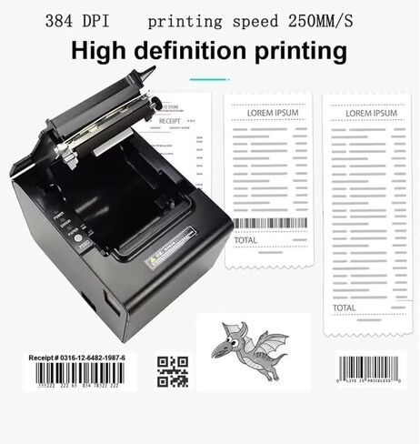 طابعة pos kithcen، بلوتوث إيثرنت/LAN 80 مم قاطع تلقائي للمطاعم لاسلكي ios android طابعة تذكرة استلام فاتورة حرارية للشركات الصغيرة، يدعم درج النقود (بلوتوث + LAN/إيثرنت + USB) in Kuwait