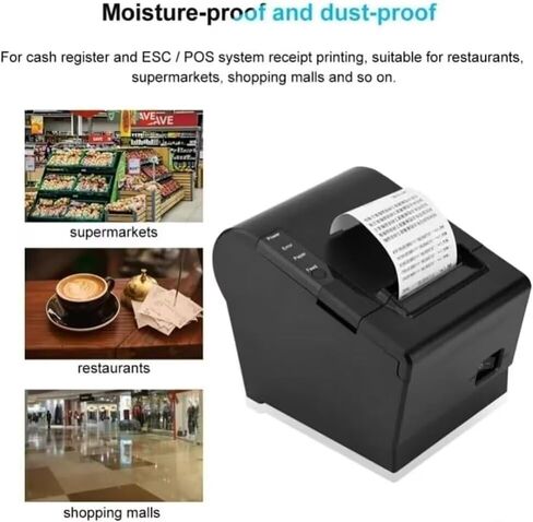 طابعة pos kithcen، بلوتوث إيثرنت/LAN 80 مم قاطع تلقائي للمطاعم لاسلكي ios android طابعة تذكرة استلام فاتورة حرارية للشركات الصغيرة، يدعم درج النقود (بلوتوث + LAN/إيثرنت + USB) in Kuwait