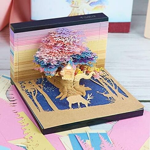 3D Memo Pad Magic Castle with Light, 3D Art Notepad Paper Craft Building Block, Tear Off Paper Reveal Castle, Non-Sticky Note Pad Cubes Note Cards Stickers Post Notes for Office/Home in Saudi Arabia