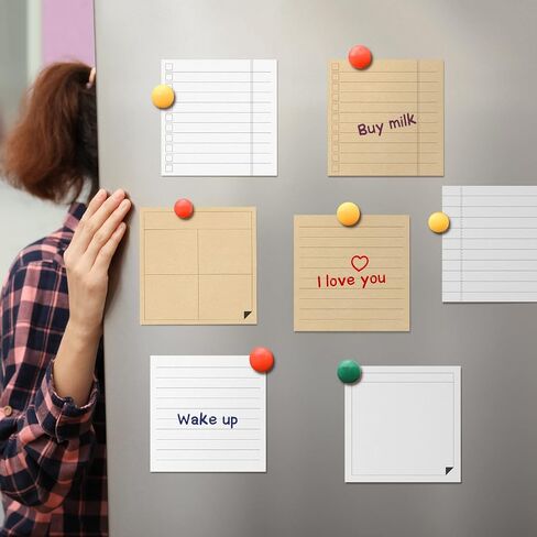 12 Pcs Lined Sticky Notes Grids Self Stick Notepads 600 Sheets 3 x 3 Inch Post Memo Pad Cute to Do List Notepad for Office Home School Supplies, Strong Adhesive, 6 Designs (Kraft Paper and White) in Saudi Arabia