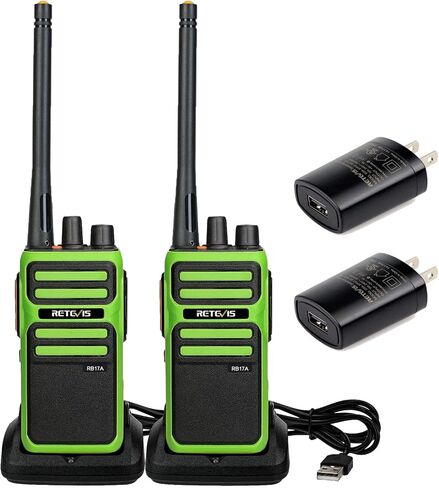 أجهزة اتصال لاسلكية Retevis RB17A طويلة المدى، راديو GMRS ثنائي الاتجاه، بطارية قابلة لإعادة الشحن 2200 مللي أمبير في الساعة، SOS، راديو محمول للصيد وركوب الخيل والتخييم (أخضر، عبوتان) in Saudi Arabia