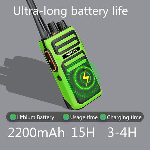 أجهزة اتصال لاسلكية Retevis RB17A طويلة المدى، راديو GMRS ثنائي الاتجاه، بطارية قابلة لإعادة الشحن 2200 مللي أمبير في الساعة، SOS، راديو محمول للصيد وركوب الخيل والتخييم (أخضر، عبوتان) in Saudi Arabia