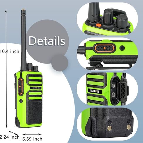 أجهزة اتصال لاسلكية Retevis RB17A طويلة المدى، راديو GMRS ثنائي الاتجاه، بطارية قابلة لإعادة الشحن 2200 مللي أمبير في الساعة، SOS، راديو محمول للصيد وركوب الخيل والتخييم (أخضر، عبوتان) in Saudi Arabia