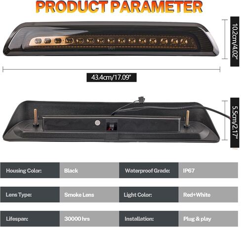 AUTOXBERT الثالث 3rd ضوء الفرامل لتويوتا تندرا 2007-2021 إضاءة مقاومة للماء ارتفاع جبل وقف LED ضوء الفرامل الثالث ، عدسة الدخان in Saudi Arabia