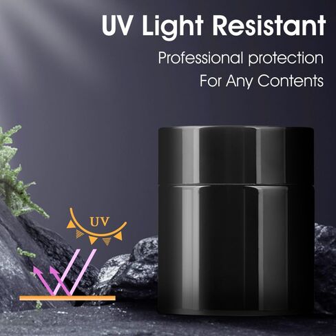 10g Thick Black UV Protection Small Glass Jars with Lids 10ml Concentrate Jars for Airtight Storage Wax Leaf Salve Cream Refillable Containers Jar (D capacity: 10ml 12PCS) in Saudi Arabia
