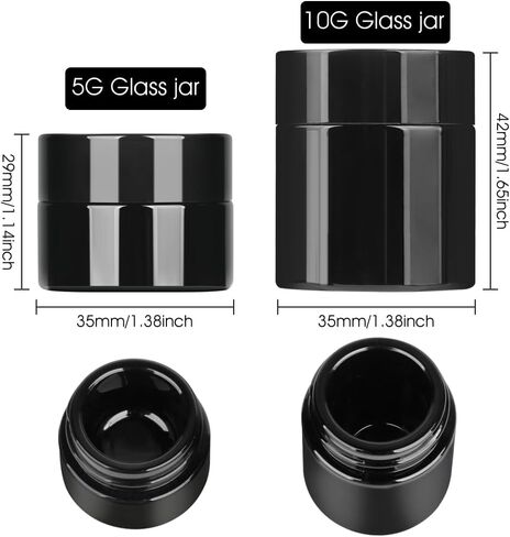 10g Thick Black UV Protection Small Glass Jars with Lids 10ml Concentrate Jars for Airtight Storage Wax Leaf Salve Cream Refillable Containers Jar (D capacity: 10ml 12PCS) in Saudi Arabia