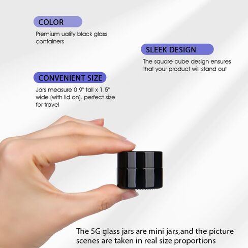 10g Thick Black UV Protection Small Glass Jars with Lids 10ml Concentrate Jars for Airtight Storage Wax Leaf Salve Cream Refillable Containers Jar (D capacity: 10ml 12PCS) in Saudi Arabia
