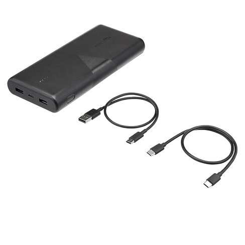 بطارية بنك الطاقة Amazon Basics فائقة الحمل والشحن السريع، 26800 مللي أمبير في الساعة، x1 PD 45W USB-C وx2 12W USB-A لأجهزة الكمبيوتر المحمولة، iPhone 15، Samsung S24، iPad والمزيد، أسود in Saudi Arabia