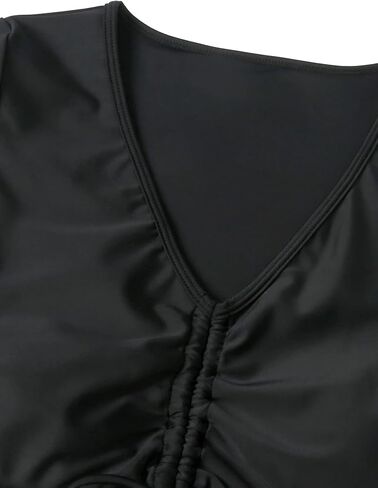Lilosy High Waisted Tummy Control Drawstring Bikini Set Srting Swimsuit Short Sleeve Top and Tie Side Shorts 2 Piece in Saudi Arabia