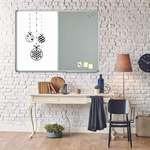 JILoffice السبورة البيضاء القابلة للمسح الجاف / لوحة نشرة اللباد الرمادي، لوحة كومبو 48 × 36 بوصة، إطار من الألومنيوم الفضي مثبت على الحائط للمكتب والمنزل والمدرسة in Kuwait