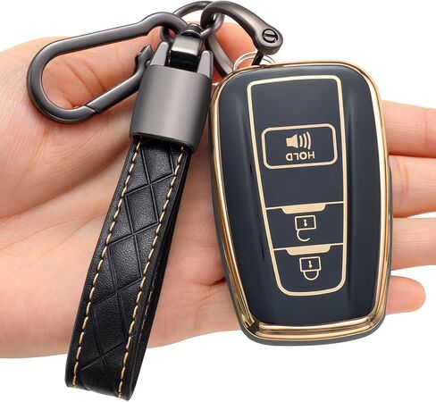 for Toyota Key Fob Cover with Keychain Soft TPU Full Protection Key Case Shell Compatible with 2018-2024 Camry RAV4 Highlander Avalon C-HR Prius Corolla GT86 3 Button, A-Black in Saudi Arabia