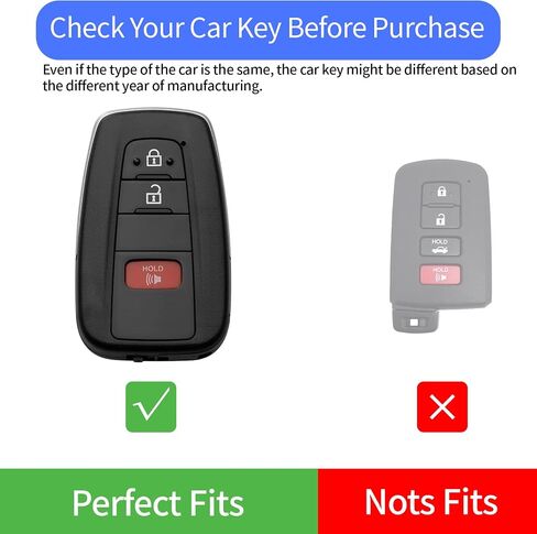 for Toyota Key Fob Cover with Keychain Soft TPU Full Protection Key Case Shell Compatible with 2018-2024 Camry RAV4 Highlander Avalon C-HR Prius Corolla GT86 3 Button, A-Black in Saudi Arabia