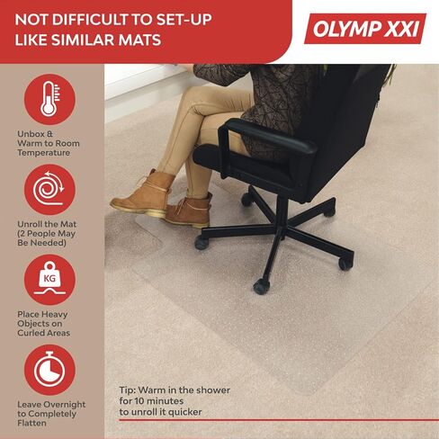 Heavy Duty Office Chair Mat with Lip for Carpet - 48 x 36 Inches Clear Desk Chair Mat - Anti-Slip Durable Carpet Protector for Desk Chair in Saudi Arabia