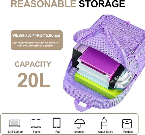 Busiuw Heavy Duty Mesh Backpacks for Adults, Large Capacity Mesh Bookbag | Lightweight College Student See Through Bags with Paddle Straps for Swimming, Fitness, Sports in Kuwait