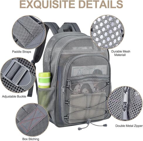 Heavy Duty Mesh Backpacks for Adults, See Through Backpack with Adjustable Straps, Mesh Bags for Swimming(Purple) in Kuwait