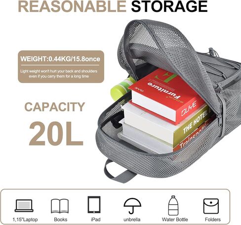 Heavy Duty Mesh Backpacks for Adults, See Through Backpack with Adjustable Straps, Mesh Bags for Swimming(Purple) in Kuwait